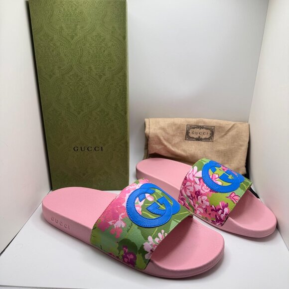 Gucci x Ken Scott Rubber Infinity Zia Floral Slide Sandals Multicolor 42 NIB - Picture 11 of 16